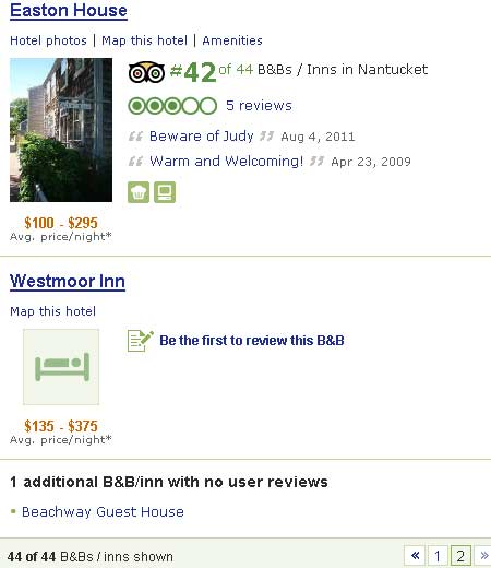 Easton House Nantucket Not Recommended